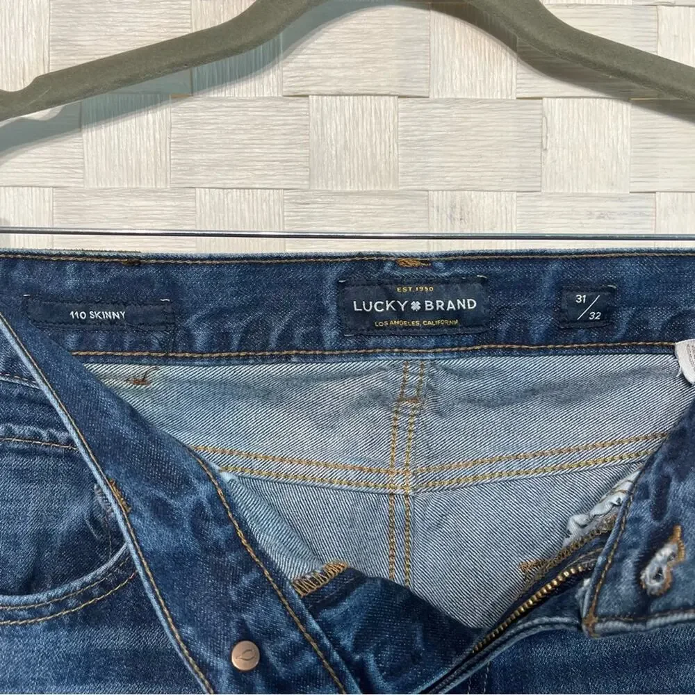 Lucky Brand Men’s 110 Skinny Dark Wash Cotton Blend Jeans Size 31/32 - Picture 9 of 15